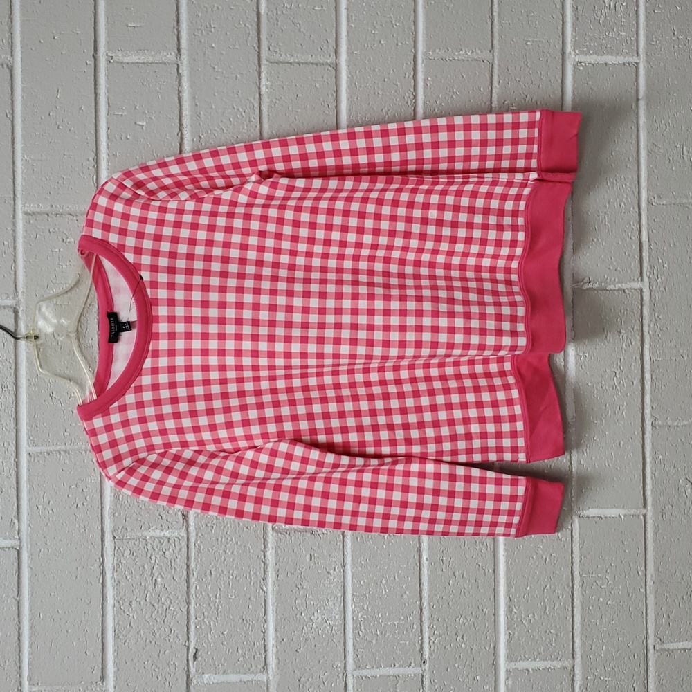 3/$20 Talbots Pink and White Gingham Kids Sweatshirt